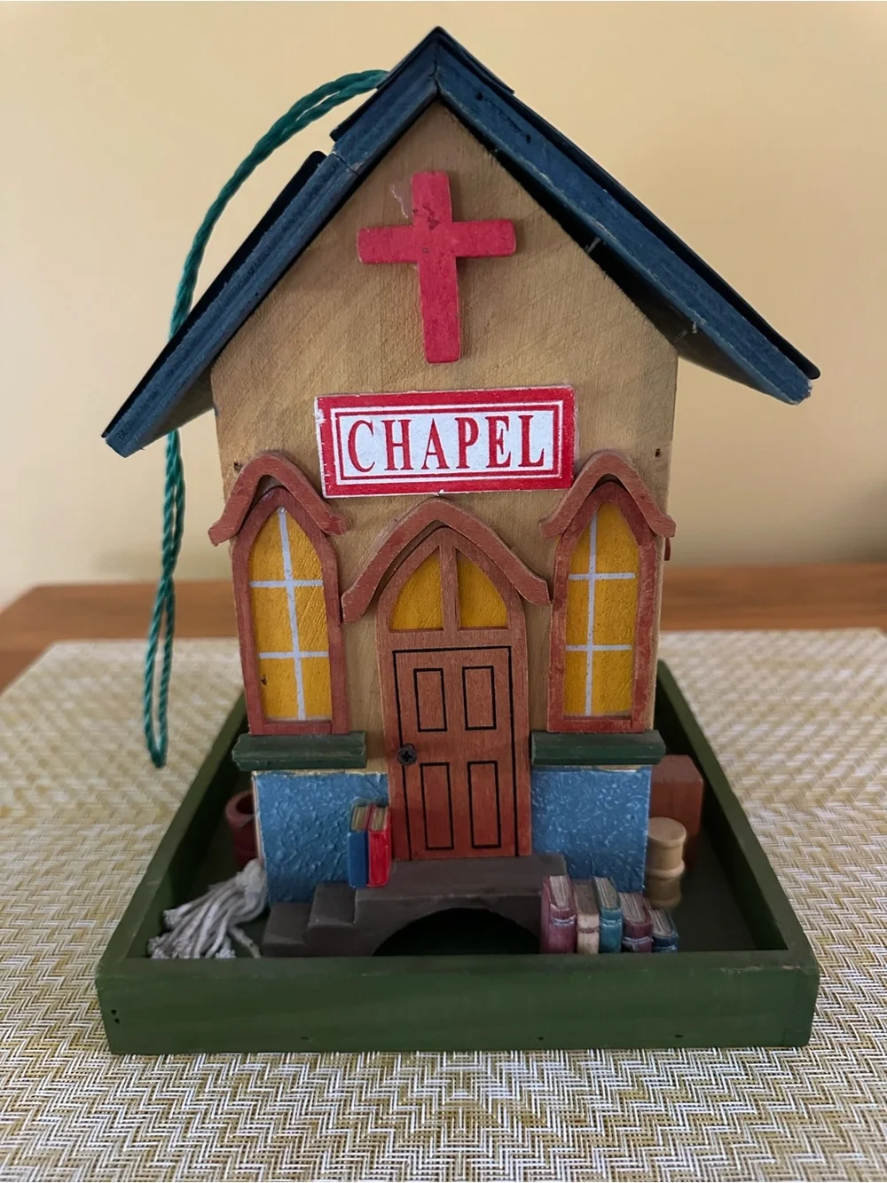 Handcrafted Chapel Bird feeder - Red, Blue & Green